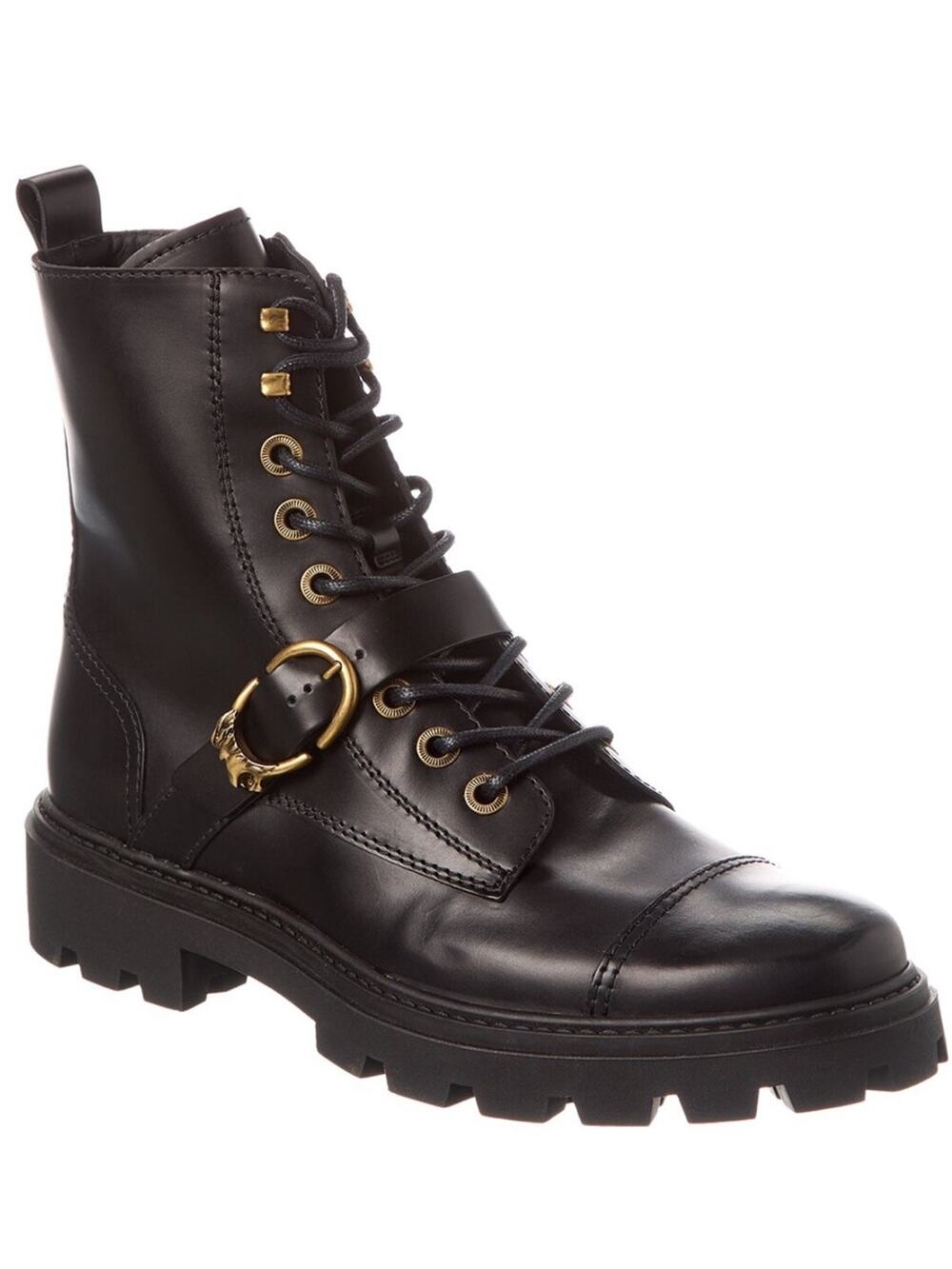 Tods Smooth Black Leather Lace Up Combat Boots, NEW in Box, Size 36 MSRP $1095